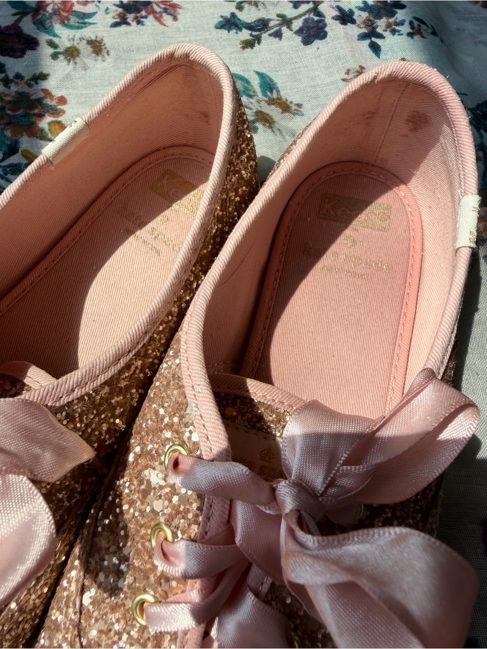 Kate Spade Keds Rose Gold Glitter Sneakers - Picture 4 of 10